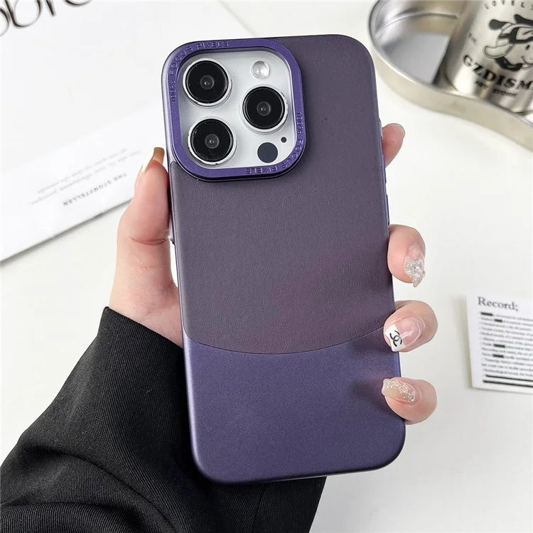 For iPhone 14 Pro Case Nappa Texture PU Hard PC Protective Phone Cover