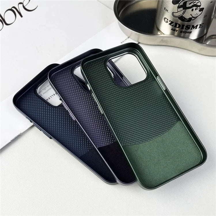 For iPhone 14 Pro Case Nappa Texture PU Hard PC Protective Phone Cover