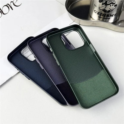 For iPhone 14 Pro Case Nappa Texture PU Hard PC Protective Phone Cover