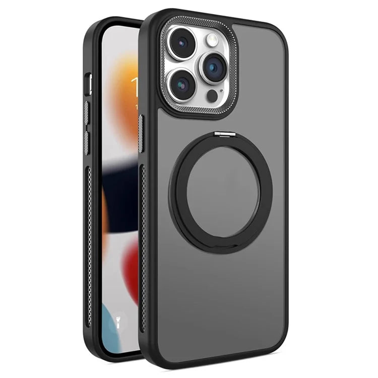 For iPhone 14 Pro Max Magnetic Phone Case Rotary Ring Kickstand Anti-drop PC+TPU Cover