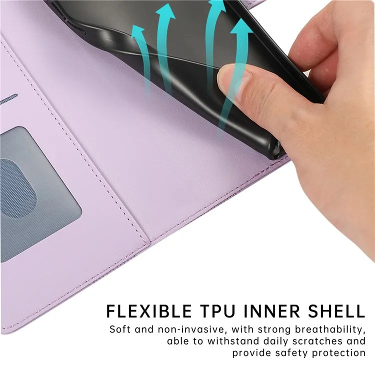R20 for iPhone 13 6.1 inch Case PU Leather Splicing Rhombus Phone Cover with Wrist Strap