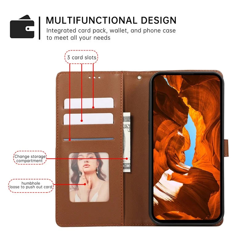R20 for iPhone 13 6.1 inch Case PU Leather Splicing Rhombus Phone Cover with Wrist Strap