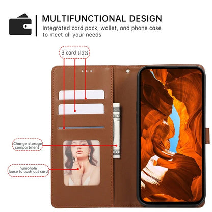 R20 for iPhone 13 6.1 inch Case PU Leather Splicing Rhombus Phone Cover with Wrist Strap