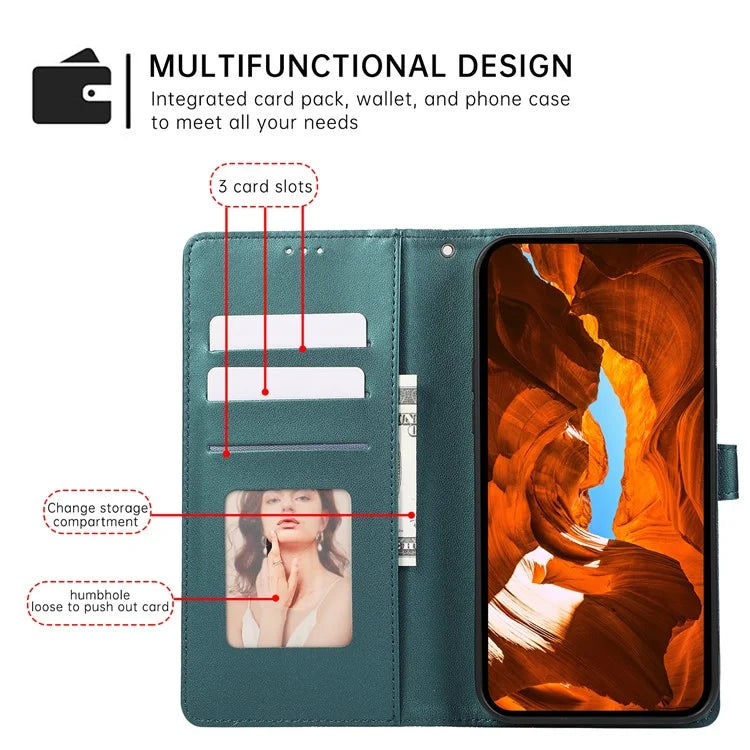 R20 for iPhone 13 6.1 inch Case PU Leather Splicing Rhombus Phone Cover with Wrist Strap