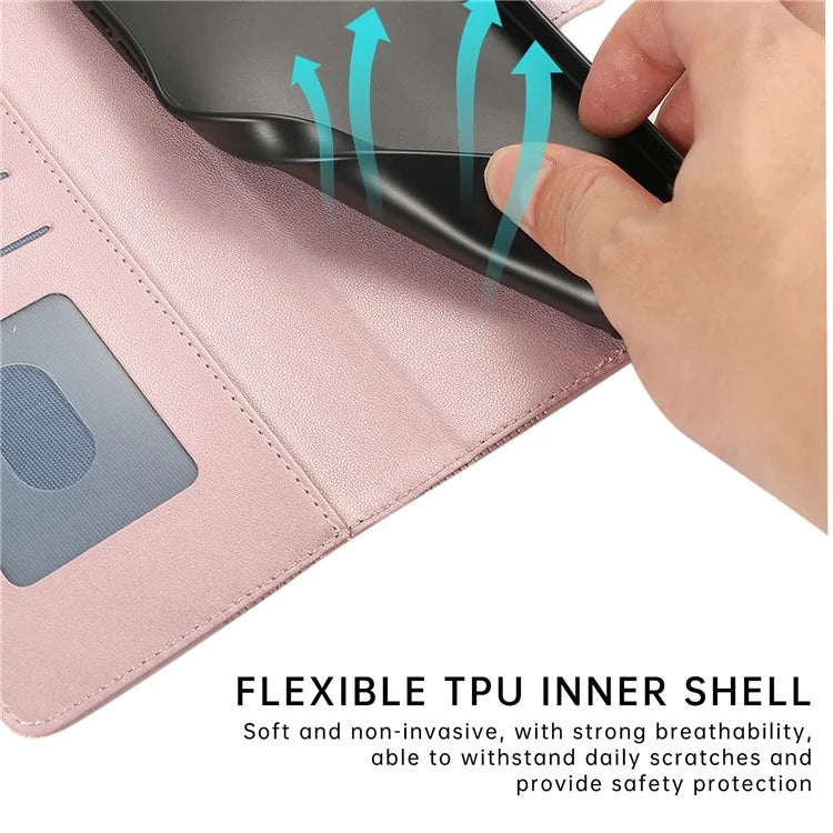 R20 for iPhone 13 6.1 inch Case PU Leather Splicing Rhombus Phone Cover with Wrist Strap