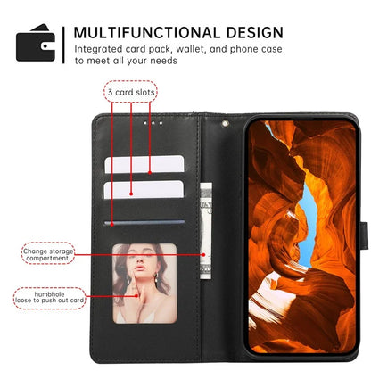 R20 for iPhone 13 6.1 inch Case PU Leather Splicing Rhombus Phone Cover with Wrist Strap