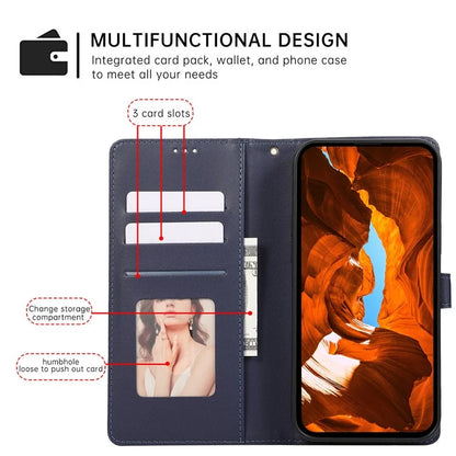 R20 for iPhone 13 6.1 inch Case PU Leather Splicing Rhombus Phone Cover with Wrist Strap