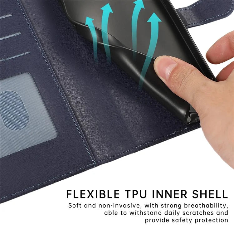 R20 for iPhone 13 6.1 inch Case PU Leather Splicing Rhombus Phone Cover with Wrist Strap