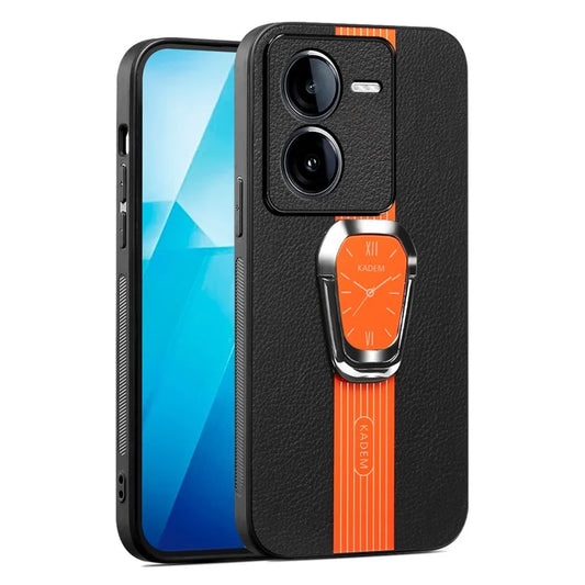 KADEM For vivo iQOO Z9 5G Kickstand Case Leather Coated TPU+Acrylic Hybrid Phone Cover