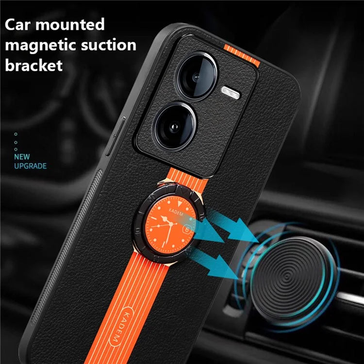 KADEM For vivo iQOO Z9 5G Cell Phone Cases Leather+Acrylic+TPU Shell Supports Magnetic Car Mount
