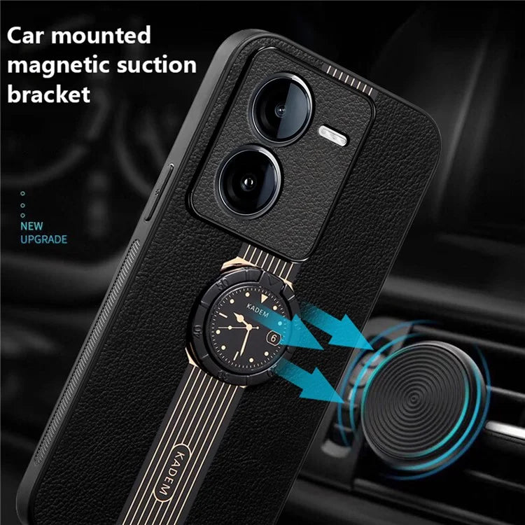 KADEM For vivo iQOO Z9 5G Cell Phone Cases Leather+Acrylic+TPU Shell Supports Magnetic Car Mount