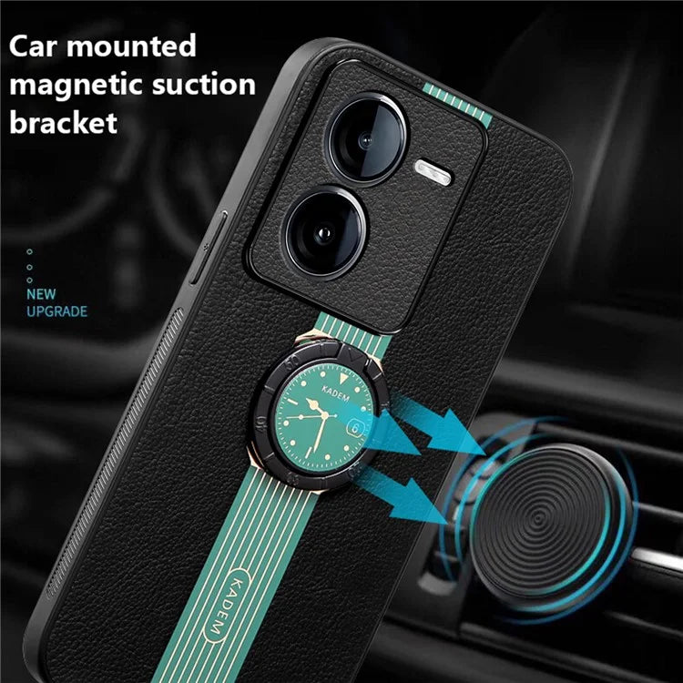 KADEM For vivo iQOO Z9 5G Cell Phone Cases Leather+Acrylic+TPU Shell Supports Magnetic Car Mount