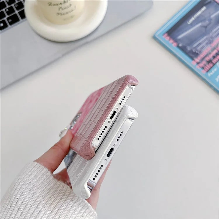 For iPhone 15 Pro Max Case Crocodile Texture Splicing PU Leather Coated PC Phone Cover