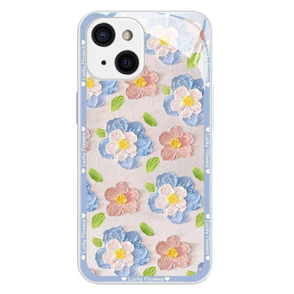 For iPhone 15 Case Oil Painting Floral Pattern Phone Back Shell