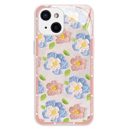For iPhone 15 Case Oil Painting Floral Pattern Phone Back Shell