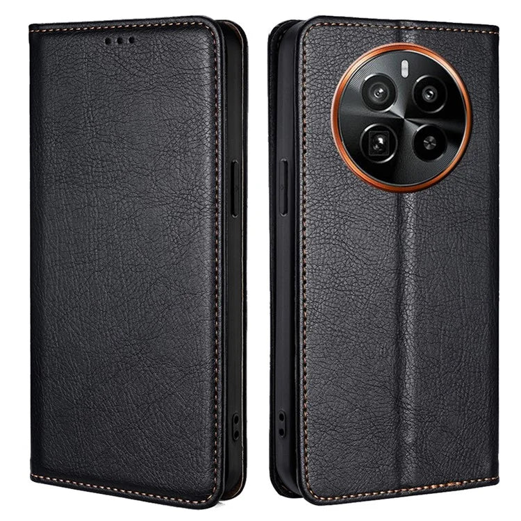 For Realme GT5 Pro 5G Case Leather Magnetic Closing Solid Color Phone Cover