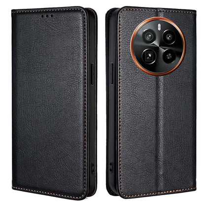 For Realme GT5 Pro 5G Case Leather Magnetic Closing Solid Color Phone Cover