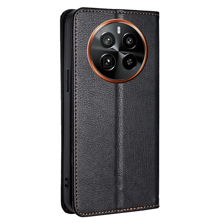 For Realme GT5 Pro 5G Case Leather Magnetic Closing Solid Color Phone Cover