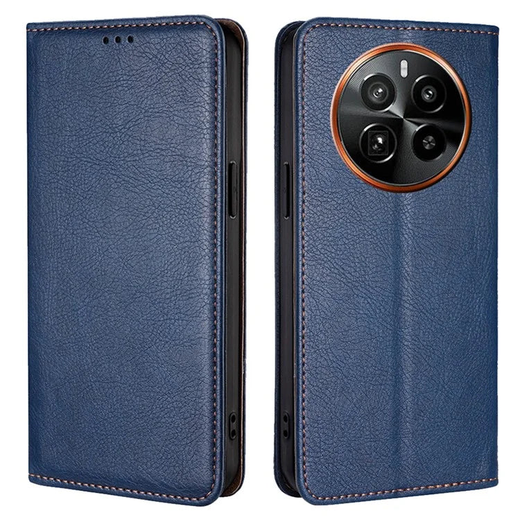 For Realme GT5 Pro 5G Case Leather Magnetic Closing Solid Color Phone Cover