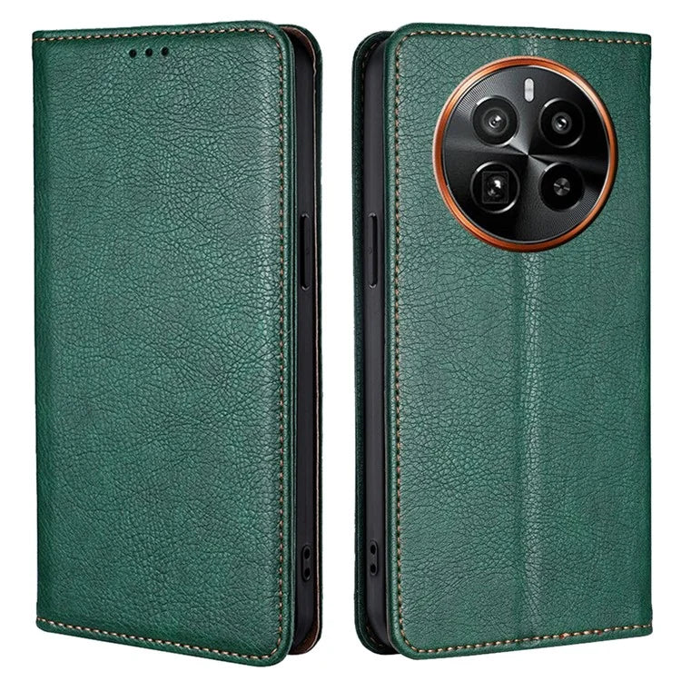 For Realme GT5 Pro 5G Case Leather Magnetic Closing Solid Color Phone Cover