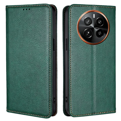 For Realme GT5 Pro 5G Case Leather Magnetic Closing Solid Color Phone Cover