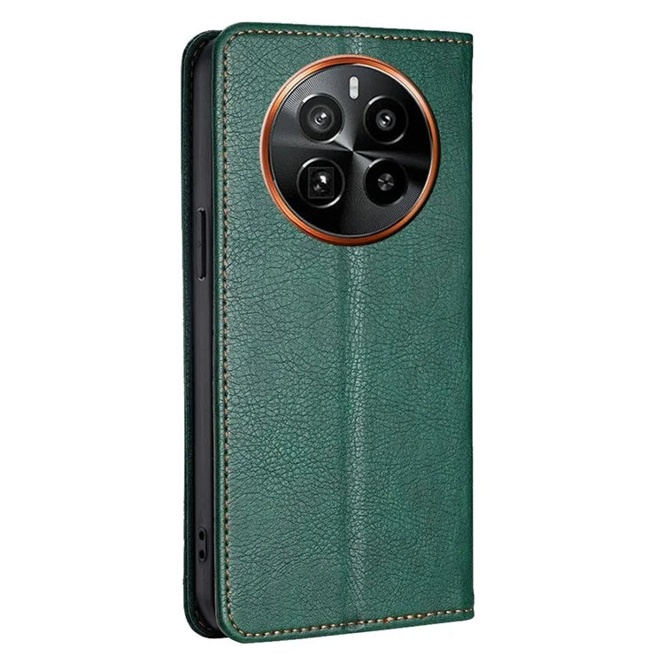 For Realme GT5 Pro 5G Case Leather Magnetic Closing Solid Color Phone Cover