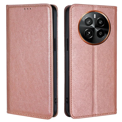 For Realme GT5 Pro 5G Case Leather Magnetic Closing Solid Color Phone Cover