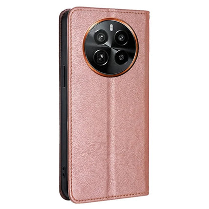 For Realme GT5 Pro 5G Case Leather Magnetic Closing Solid Color Phone Cover