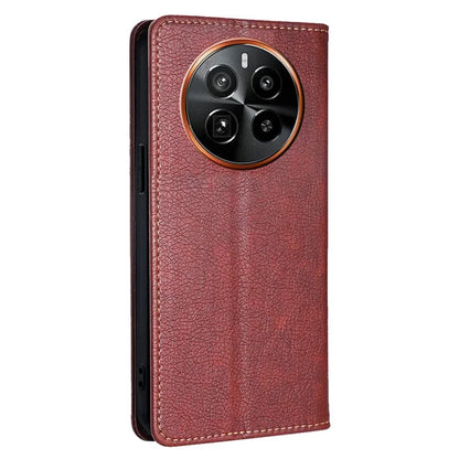 For Realme GT5 Pro 5G Case Leather Magnetic Closing Solid Color Phone Cover
