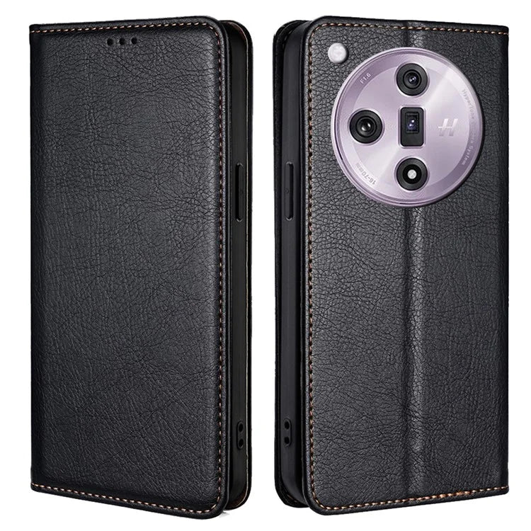 For Oppo Find X7 5G Leather Case Solid Color Magnetic Flip Phone Cover