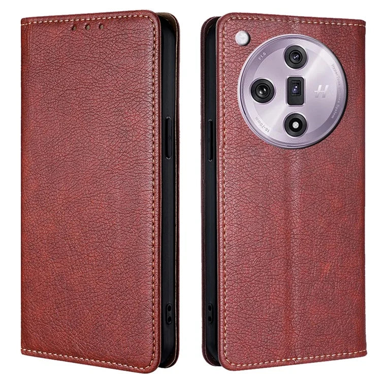 For Oppo Find X7 5G Leather Case Solid Color Magnetic Flip Phone Cover