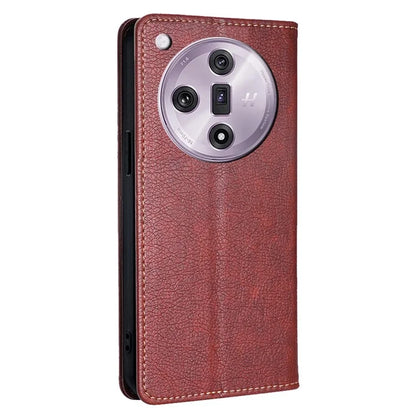 For Oppo Find X7 5G Leather Case Solid Color Magnetic Flip Phone Cover