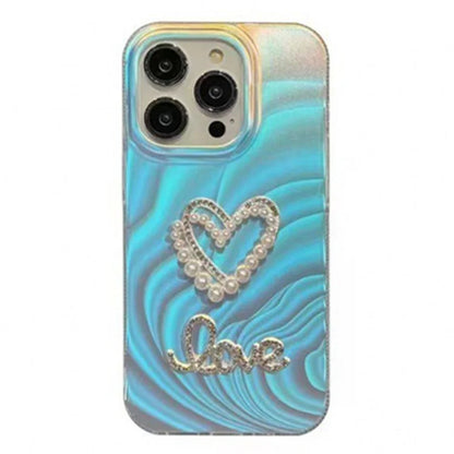 For iPhone 15 Pro Max Case Rhinestone Decor IMD Acrylic+TPU Phone Cover