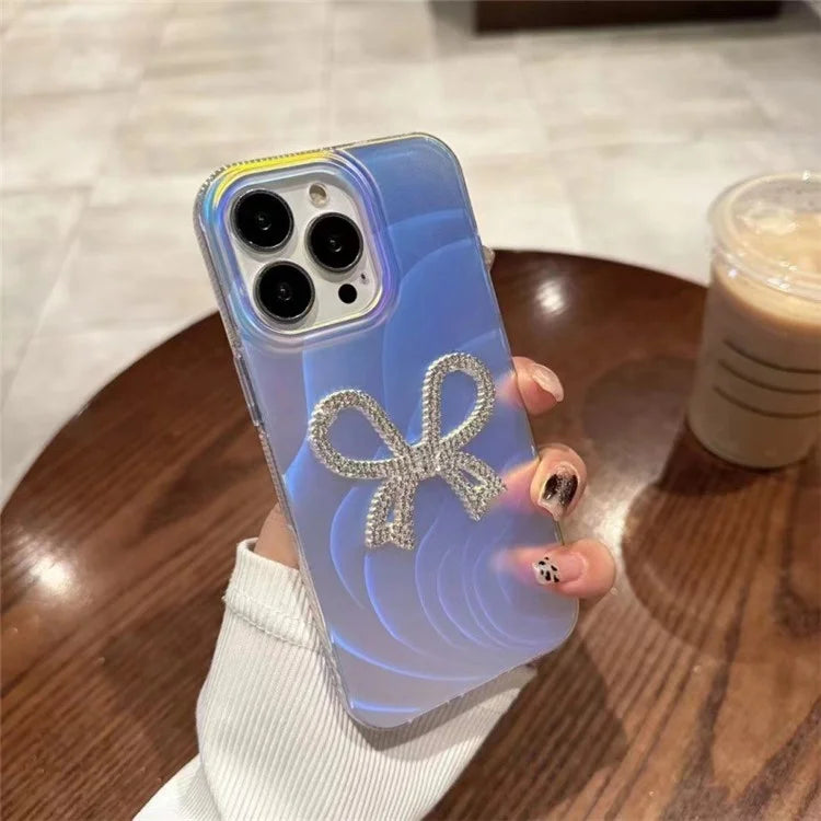 For iPhone 15 Pro Max Case Rhinestone Decor IMD Acrylic+TPU Phone Cover