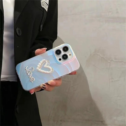 For iPhone 15 Pro Max Case Rhinestone Decor IMD Acrylic+TPU Phone Cover