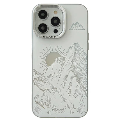 For iPhone 15 Pro Case Aurora Electroplating Frame TPU+PC Phone Cover