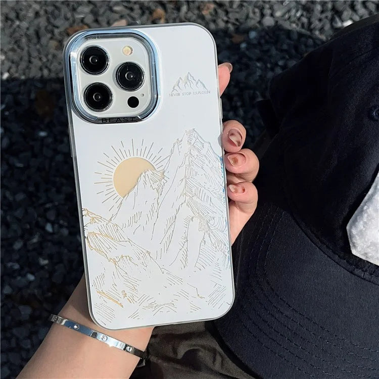 For iPhone 15 Pro Case Aurora Electroplating Frame TPU+PC Phone Cover