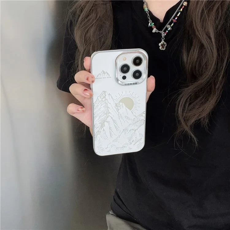 For iPhone 15 Pro Case Aurora Electroplating Frame TPU+PC Phone Cover