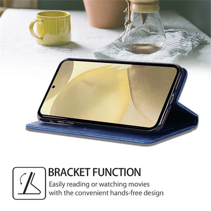 For Samsung Galaxy S24+ Case Cowhide Texture Stand Protective Cover with Card Slots