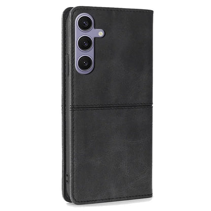 For Samsung Galaxy S24+ Case Cowhide Texture Stand Protective Cover with Card Slots