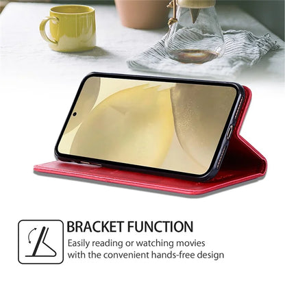 For Samsung Galaxy S24+ Case Cowhide Texture Stand Protective Cover with Card Slots