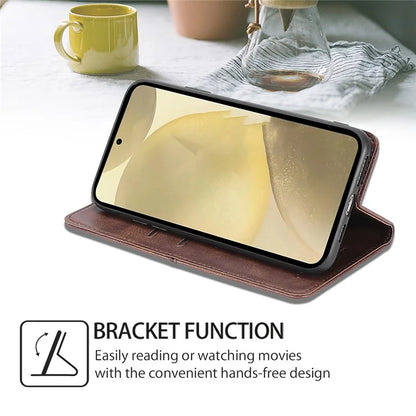 For Samsung Galaxy S24+ Case Cowhide Texture Stand Protective Cover with Card Slots