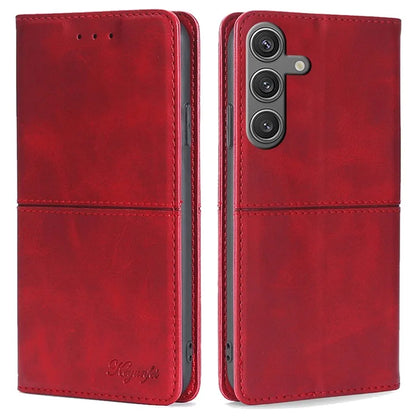 For Samsung Galaxy S24 Case Stand Card Holder Cowhide Texture Leather Phone Cover