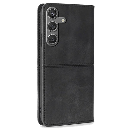 For Samsung Galaxy S24 Case Stand Card Holder Cowhide Texture Leather Phone Cover
