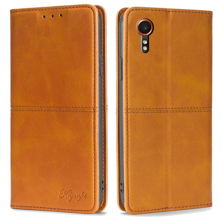 For Samsung Galaxy Xcover7 Case Card Slots Cowhide Texture Protective Phone Cover