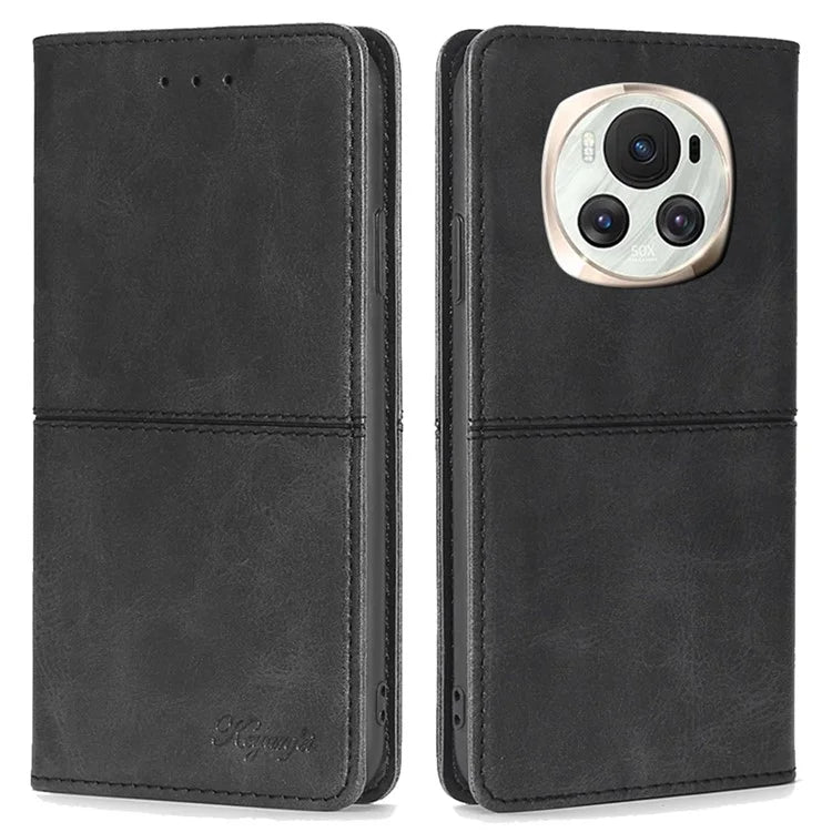For Honor Magic6 5G Protective Phone Case Card Slots Cowhide Texture Cover