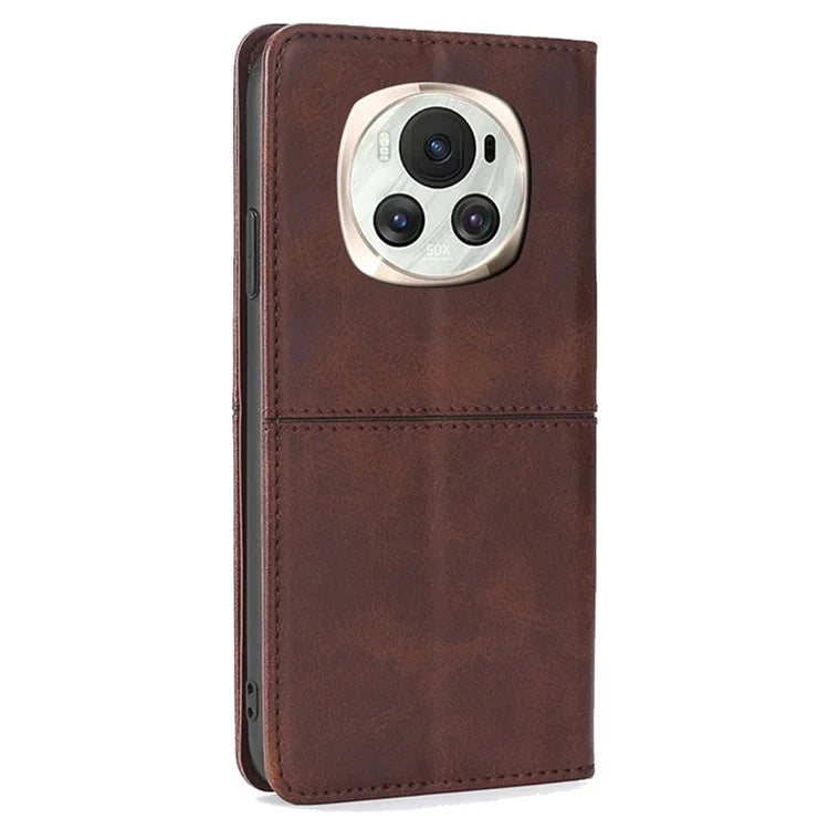 For Honor Magic6 5G Protective Phone Case Card Slots Cowhide Texture Cover