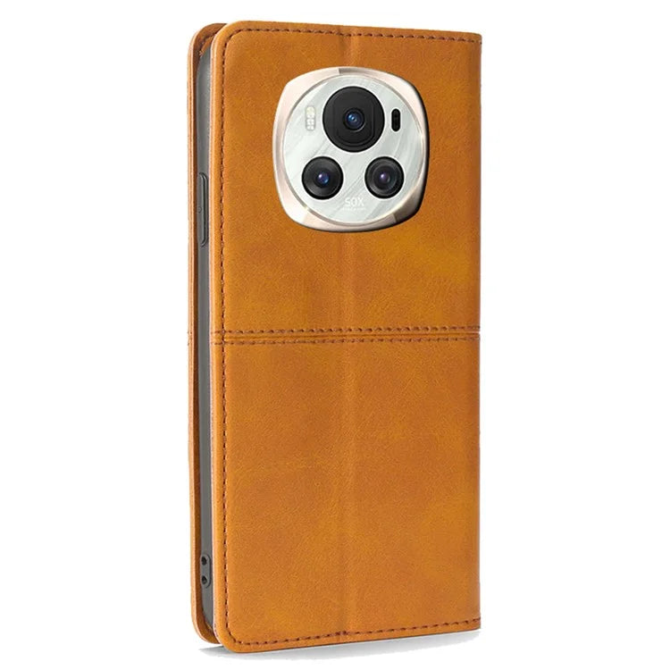 For Honor Magic6 5G Protective Phone Case Card Slots Cowhide Texture Cover