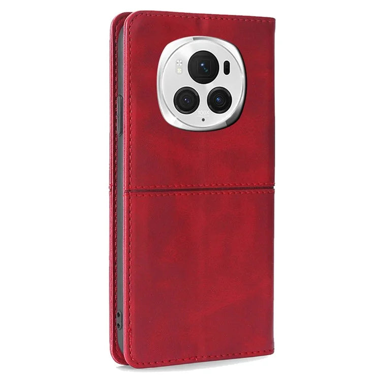 For Honor Magic6 Pro 5G Case Cowhide Texture Anti-Scratch Leather Phone Cover with Card Slots