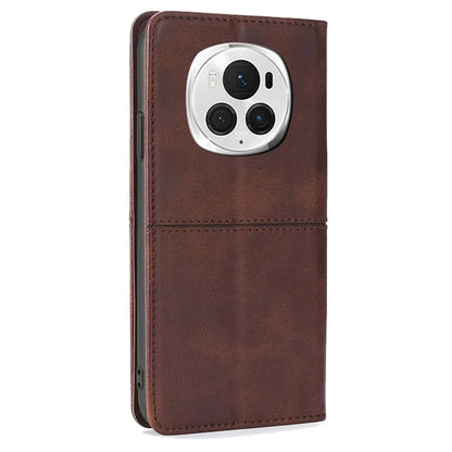 For Honor Magic6 Pro 5G Case Cowhide Texture Anti-Scratch Leather Phone Cover with Card Slots